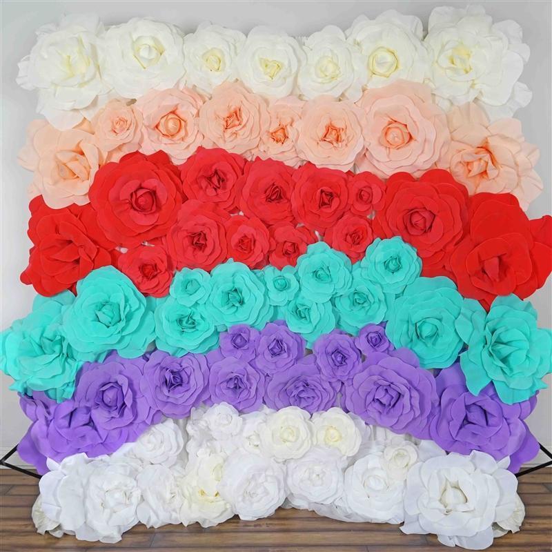 4 pcs 12" wide Artificial Large Roses Flowers for Wall Backdrop