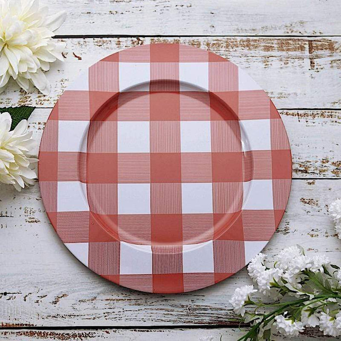 4 pcs 13" Round Checkered Metal Charger Plates