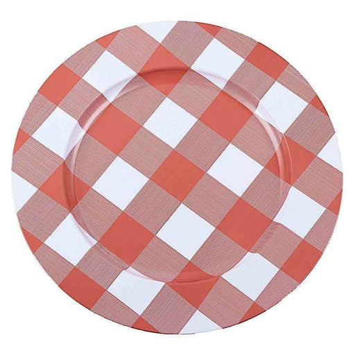 4 pcs 13" Round Checkered Metal Charger Plates CHRG_MET0003_RED