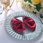 4 pcs 13" Round with Ruffled Rim Galvanized Metal Charger Plates - Silver CHRG_MET0001_SILV