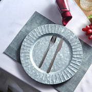 4 pcs 13" Round with Ruffled Rim Galvanized Metal Charger Plates - Silver CHRG_MET0001_SILV