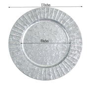 4 pcs 13" Round with Ruffled Rim Galvanized Metal Charger Plates - Silver CHRG_MET0001_SILV