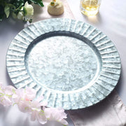 4 pcs 13" Round with Ruffled Rim Galvanized Metal Charger Plates - Silver CHRG_MET0001_SILV