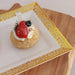 4 pcs 14" Rectangle Serving Trays with Metallic Gold Lace Design - White DSP_TR0004_14_WHTGD