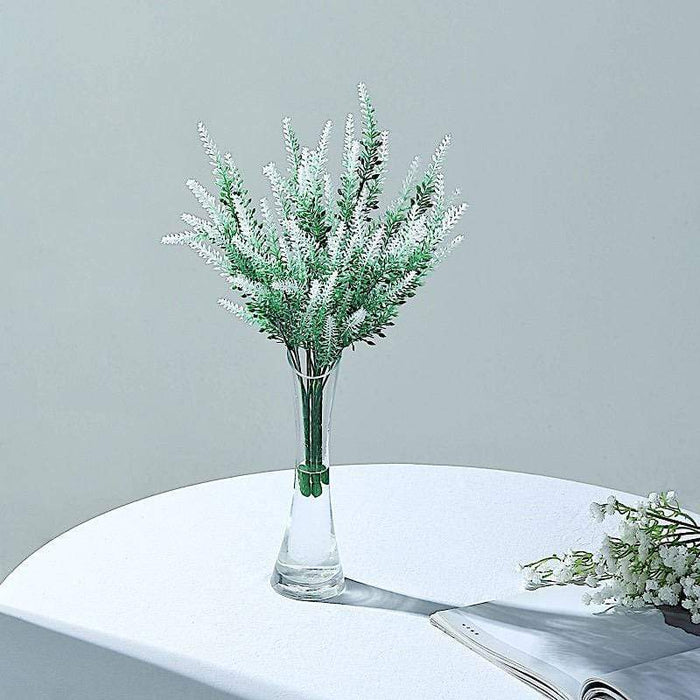 4 pcs 14" tall Faux Lavender Flowers Bushes - Green and White ARTI_LAV01_WHT