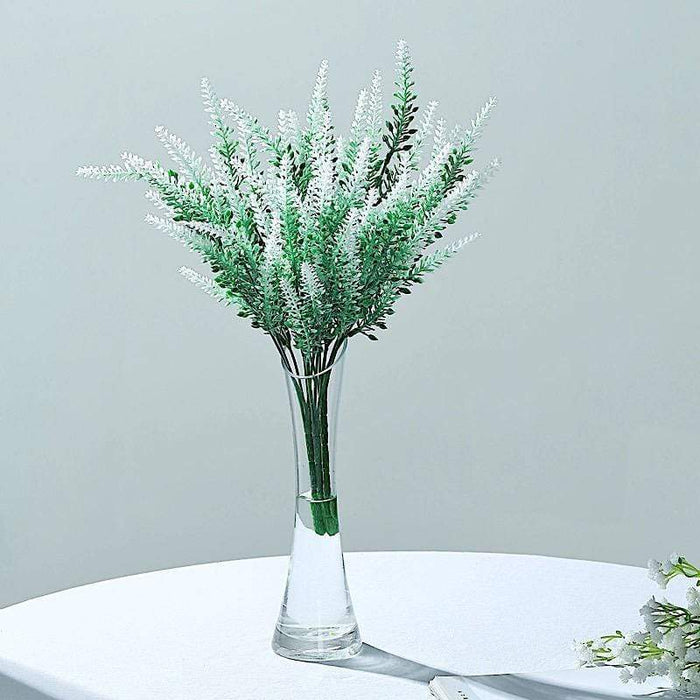 4 pcs 14" tall Faux Lavender Flowers Bushes - Green and White ARTI_LAV01_WHT