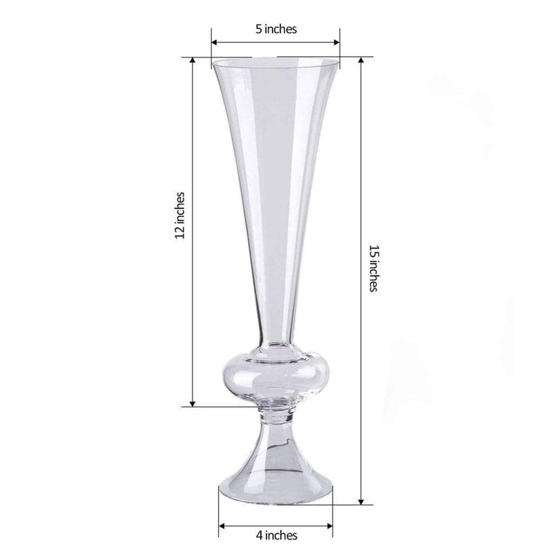 4 pcs 15" tall Trumpet Glass Wedding Vases - Clear VASE_A20
