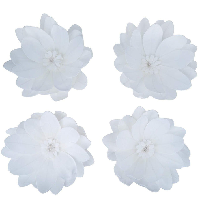 4 pcs 16" wide Artificial Dahlia Flowers for Wall Backdrop - White FOAM_FLO004_16_WHT