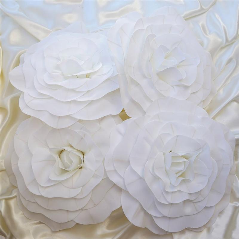 4 pcs 16" wide Artificial Large Roses Flowers for Wall Backdrop