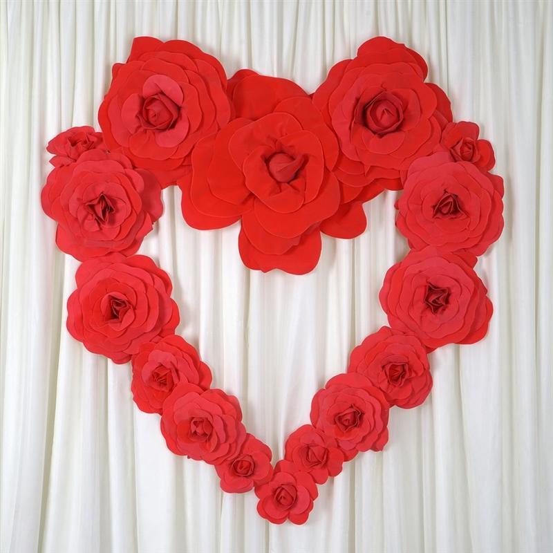 4 pcs 16" wide Artificial Large Roses Flowers for Wall Backdrop