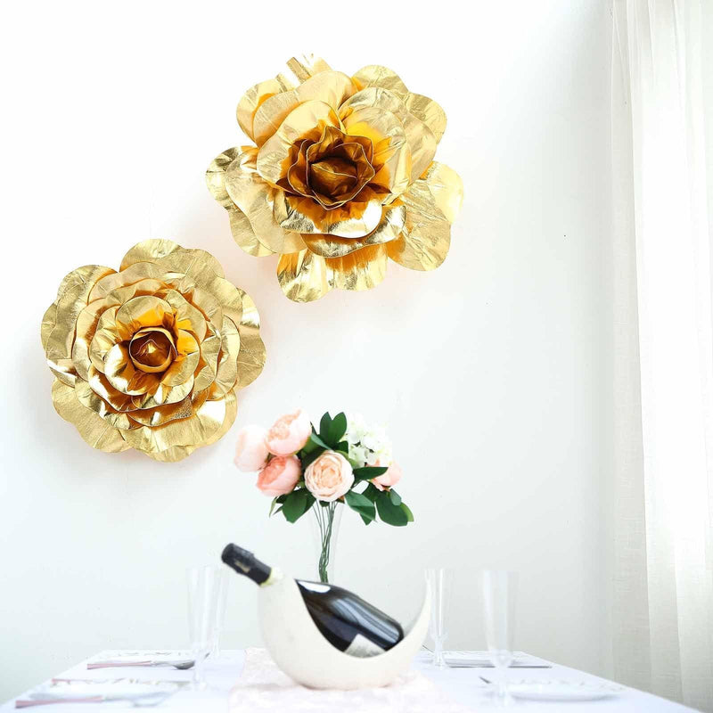 4 pcs 16" wide Artificial Large Roses Flowers for Wall Backdrop