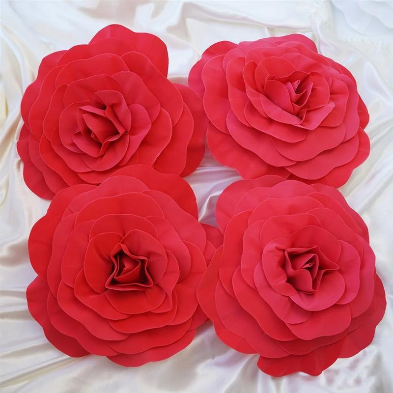 4 pcs 16" wide Artificial Large Roses Flowers for Wall Backdrop