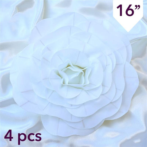 4 pcs 16" wide Artificial Large Roses Flowers for Wall Backdrop FOAM_FLO001_16_WHT