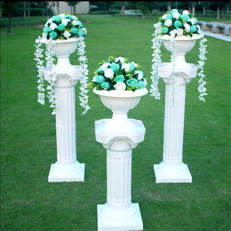 4 pcs 22" tall Decorative Italian Pedestal Flower Pots Vases - White PROP_ROMA_08