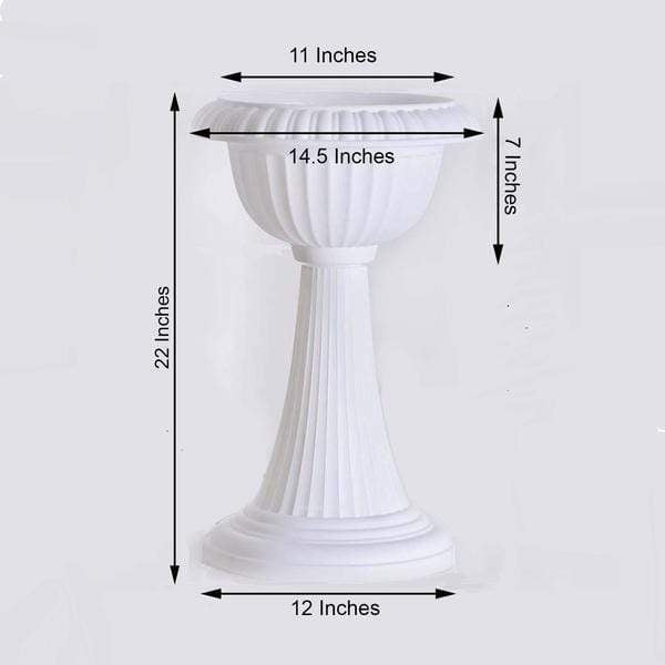 4 pcs 22" tall Decorative Italian Pedestal Flower Pots Vases - White PROP_ROMA_08