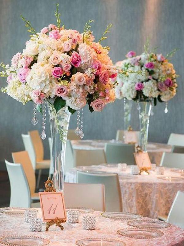 4 pcs 28" tall Trumpet Glass Wedding Vases - Clear VASE_A8_28