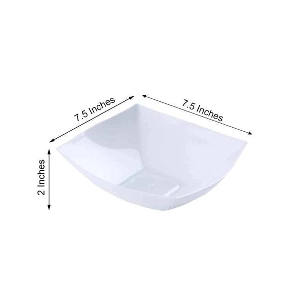 4 pcs 32 oz Square Plastic 7.5" Serving Bowls - Disposable Tableware