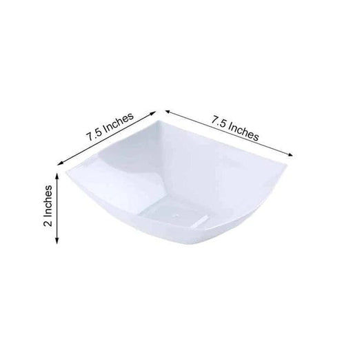 4 pcs 32 oz Square Plastic 7.5" Serving Bowls - Disposable Tableware