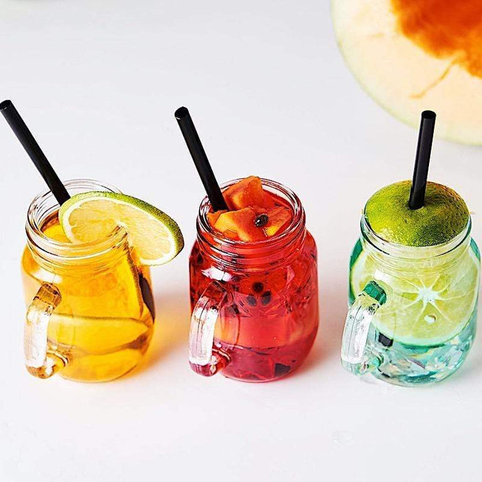 Pack of 4 450ML Glass Transparent Fruit Juice Mason Jar with Lid & Straw