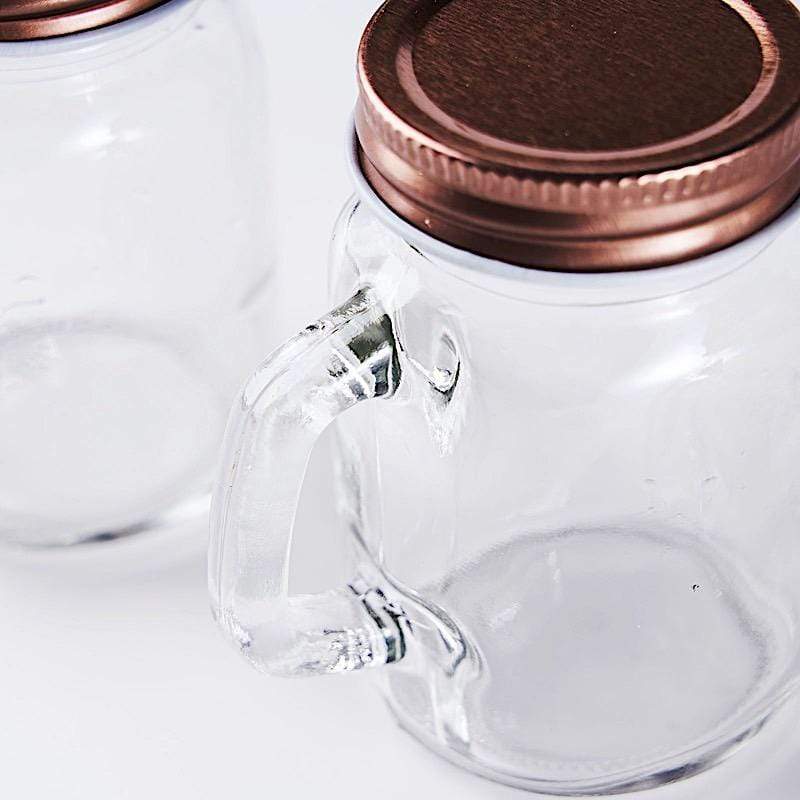 4 pcs 4 oz Glass Mason Mini Jars with Lids - Clear and Rose Gold GLAS_JAR03RG_CLR