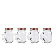 4 pcs 4 oz Glass Mason Mini Jars with Lids - Clear and Rose Gold GLAS_JAR03RG_CLR
