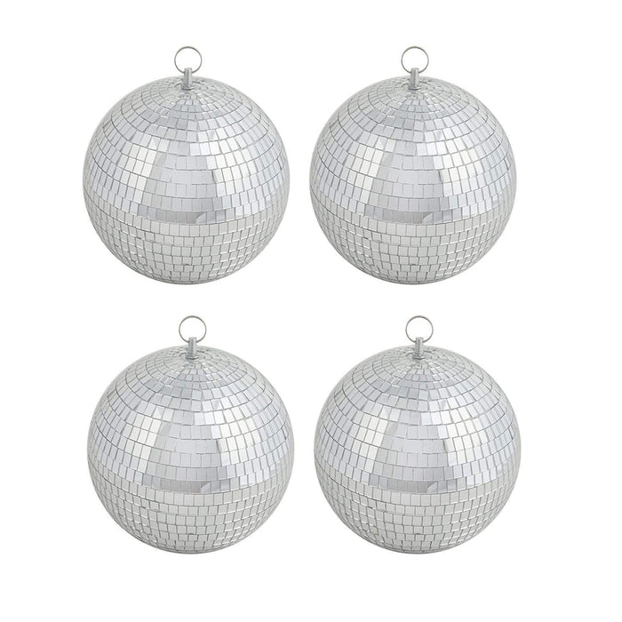 4 pcs 4" wide Glass Mirror Disco Balls Ornaments