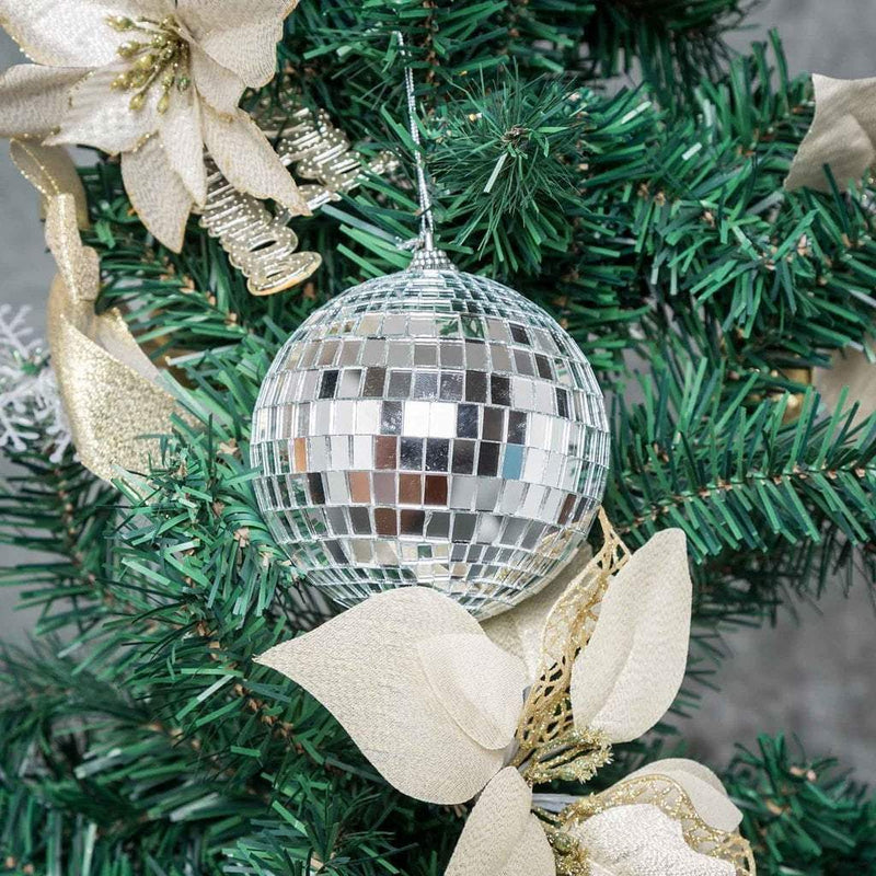 4 pcs 4" wide Glass Mirror Disco Balls Ornaments