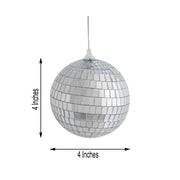 4 pcs 4" wide Glass Mirror Disco Balls Ornaments