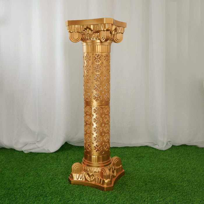 4 pcs 40" tall Adjustable Roman Decorative Columns Pedestal Stands - Gold PROP_ROMA_25