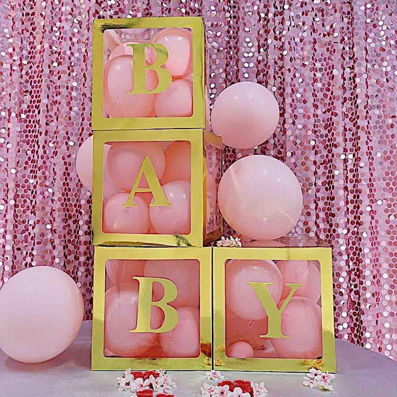 4 pcs 5" tall Letters Stickers Backdrop Decorations - Gold