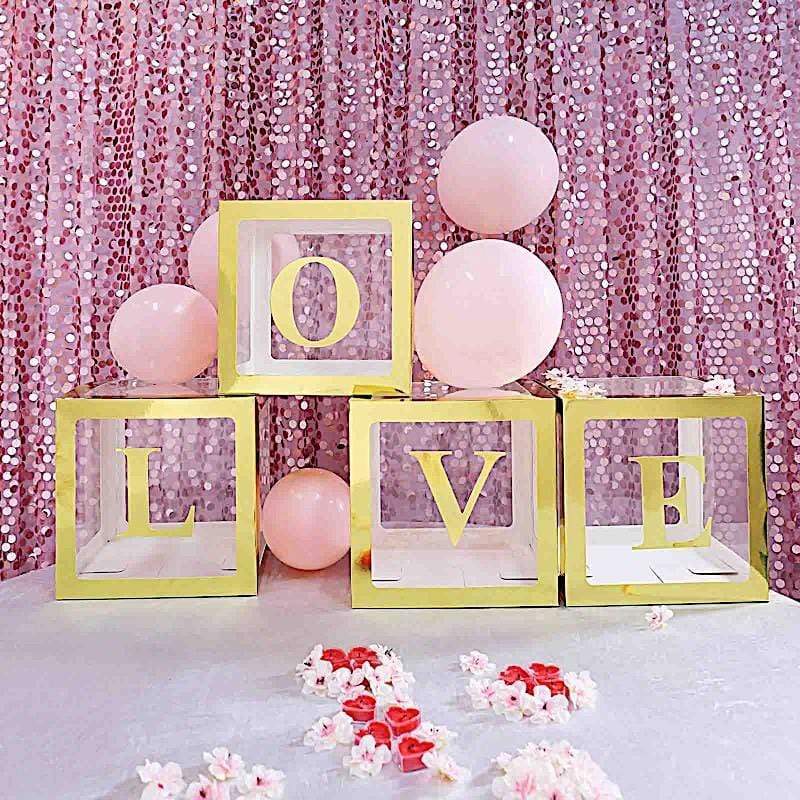 4 pcs 5" tall Letters Stickers Backdrop Decorations - Gold