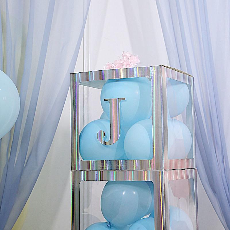 4 pcs 5" tall Letters Stickers Backdrop Decorations - Iridescent