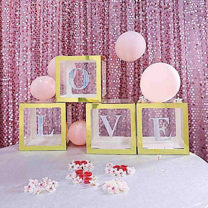 4 pcs 5" tall Letters Stickers Backdrop Decorations - Iridescent