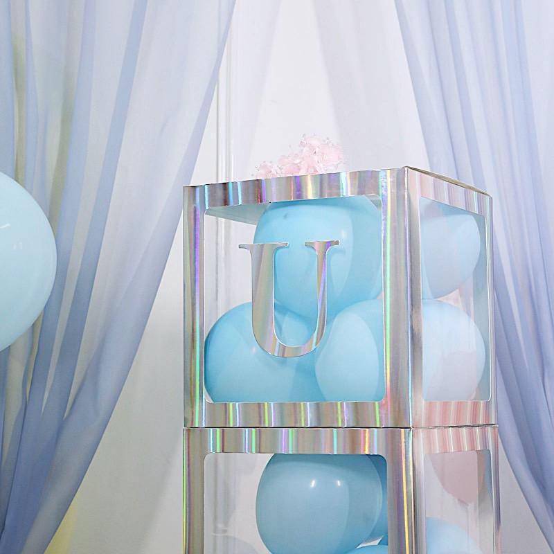 4 pcs 5" tall Letters Stickers Backdrop Decorations - Iridescent