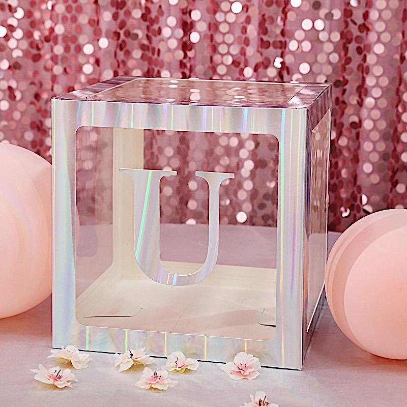 4 pcs 5" tall Letters Stickers Backdrop Decorations - Iridescent