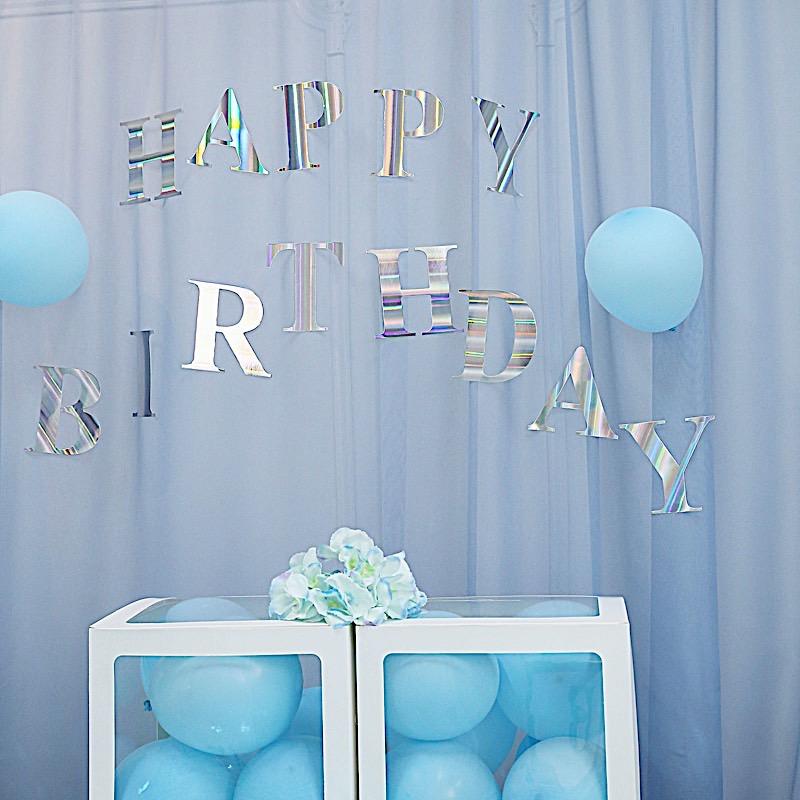 4 pcs 5" tall Letters Stickers Backdrop Decorations - Iridescent