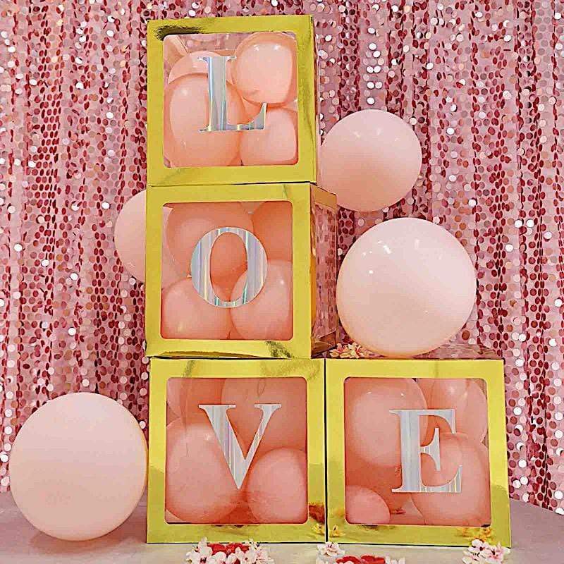 4 pcs 5" tall Letters Stickers Backdrop Decorations - Iridescent