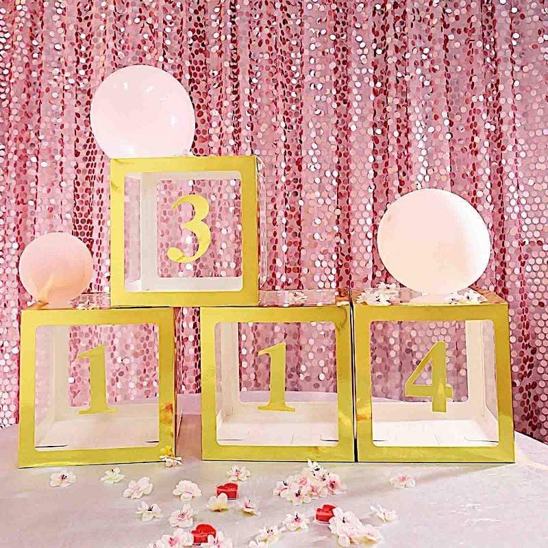 4 pcs 5" tall Numbers Stickers Backdrop Decorations - Gold