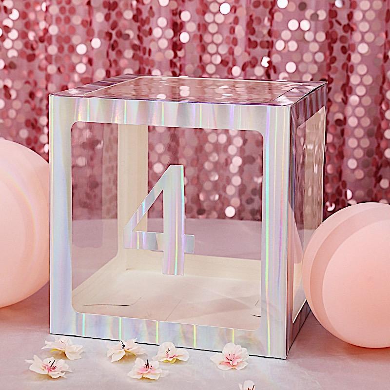 4 pcs 5" tall Numbers Stickers Backdrop Decorations - Iridescent