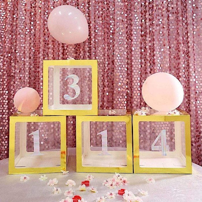 4 pcs 5" tall Numbers Stickers Backdrop Decorations - Iridescent