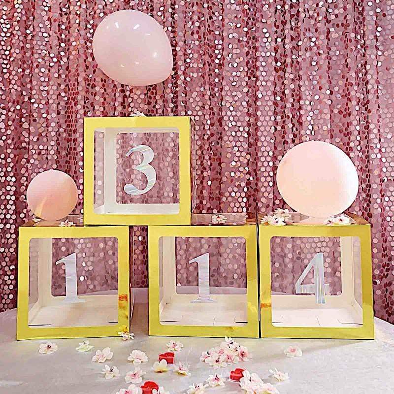 4 pcs 5" tall Numbers Stickers Backdrop Decorations - Iridescent