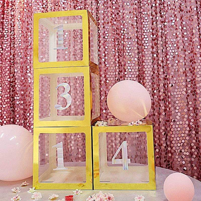 4 pcs 5" tall Numbers Stickers Backdrop Decorations - Iridescent