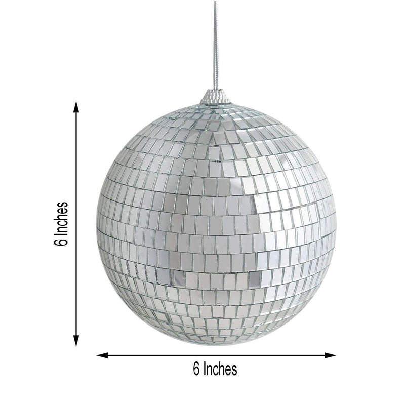 4 pcs 6" wide Glass Mirror Disco Balls Ornaments