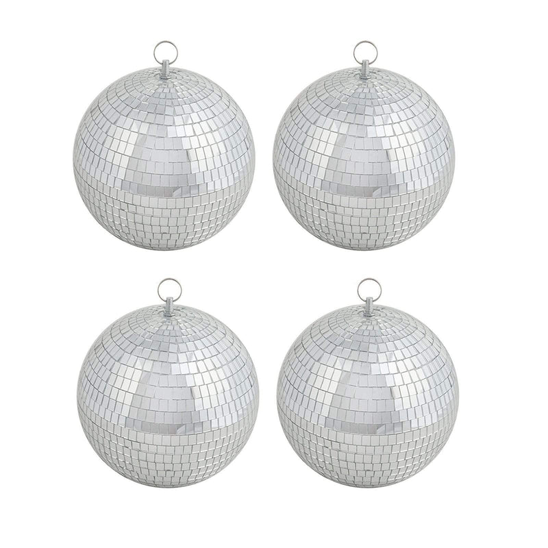 4 pcs 8" Wide Glass Mirror Disco Balls Ornaments - Silver FOAM_BALL_MIR_08