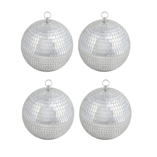 4 pcs 8" Wide Glass Mirror Disco Balls Ornaments - Silver FOAM_BALL_MIR_08