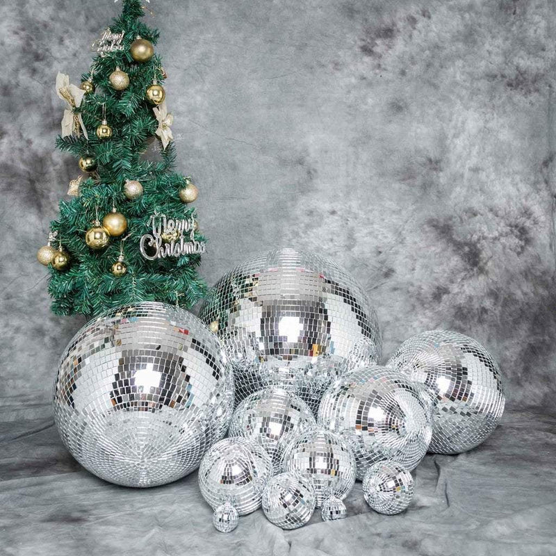 4 pcs 8" Wide Glass Mirror Disco Balls Ornaments - Silver FOAM_BALL_MIR_08