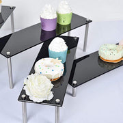 4 pcs Acrylic Cupcake Holders Dessert Stands Organizer Racks - Black CAKE_PLST_REC001_SET_BLK