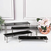 4 pcs Acrylic Cupcake Holders Dessert Stands Organizer Racks - Black CAKE_PLST_REC001_SET_BLK
