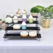 4 pcs Acrylic Cupcake Holders Dessert Stands Organizer Racks - Black CAKE_PLST_REC001_SET_BLK