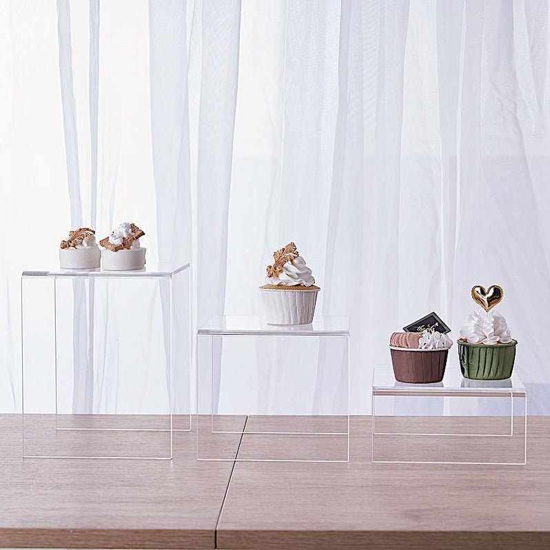 4 pcs Acrylic Display Stands Cupcake Riser Centerpieces - Clear ...